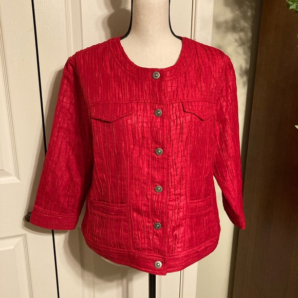 Ruby Rd. Jackets & Blazers - Ruby Rd Red with a touch of shimmer crop jacket size 16. NWOT